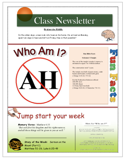 Week 18 Class Starter Worksheet