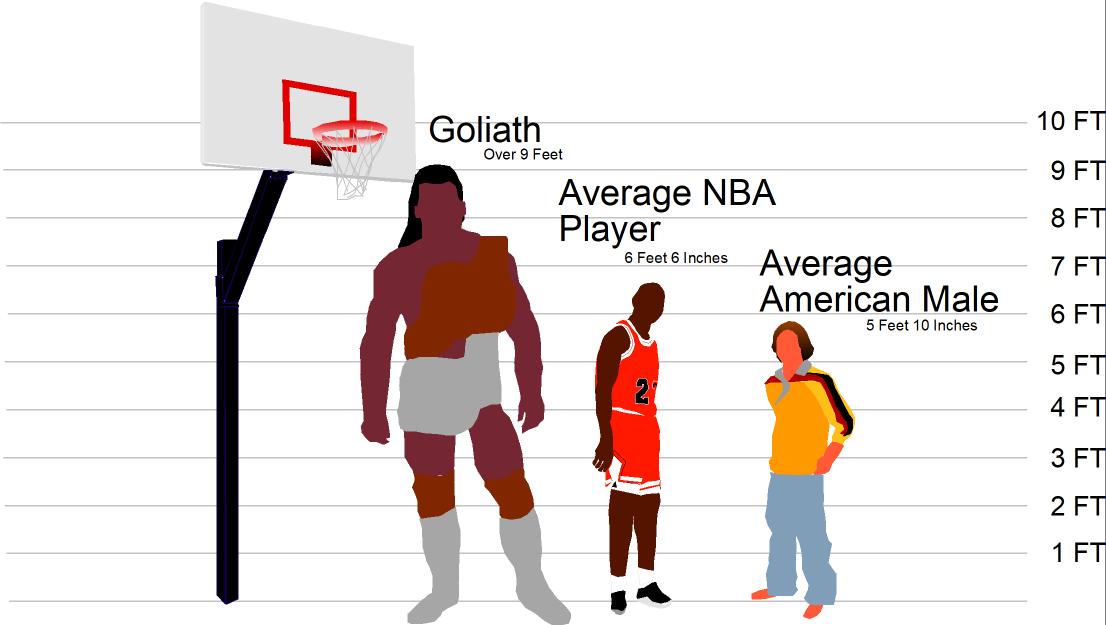 Comparison of
                        Goliath's Height Cartoon
