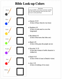 Colors Look
                          Up Bible Passages Worksheet
